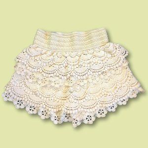 White Crochet Ruffle Shorts